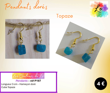 Boucles pendants dorés Topaze Les Couleurs de Lo
