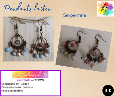 Boucles pendants laiton connecteur bohème Serpentine Les Couleurs de Lo