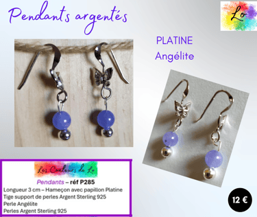 Boucles clous Platine Angélite Les Couleurs de Lo