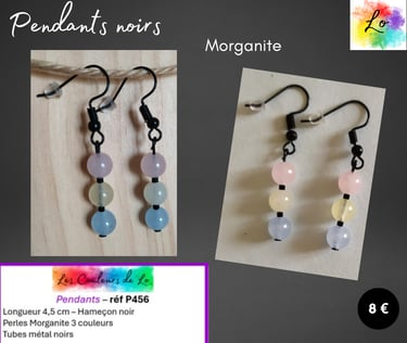 Boucles pendants noirs Morganite Les Couleurs de Lo