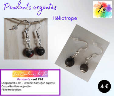 Boucles pendants argentés  Héliotrope Les Couleurs de Lo