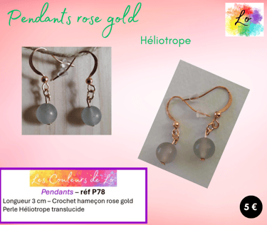 Boucles pendants rose gold Héliotrope Les Couleurs de Lo