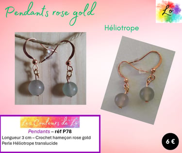 Boucles pendants rose gold Héliotrope Les Couleurs de Lo