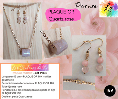 Parure Plaqué or 18K Quartz rose Les Couleurs de Lo