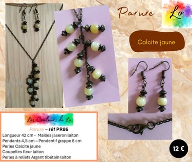 Parure laiton Calcite jaune Les Couleurs de Lo