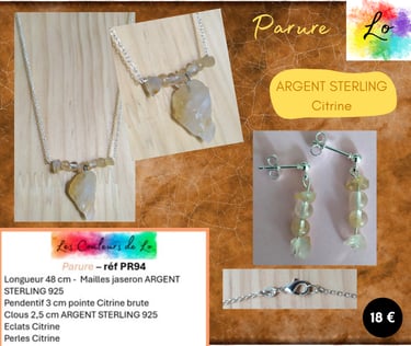 Parure Argent sterling Citrine Les Couleurs de Lo