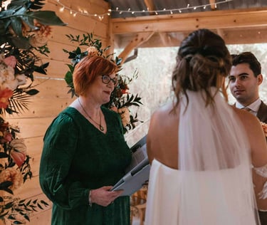 Celebrant led wedding ceremony in a barn