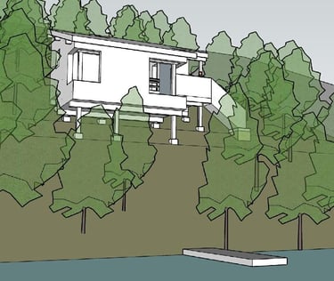 Rendered design image of a cottage on Georgian Bay.