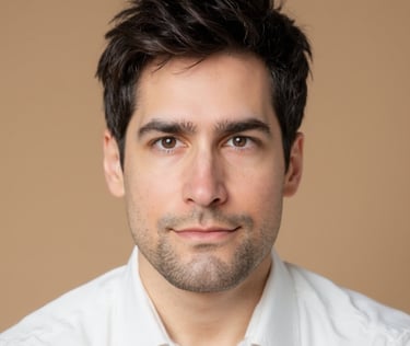 a man with a white shirt and the look of determination