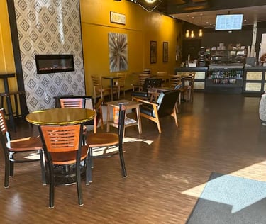 Seating setup inside Drip Coffee House