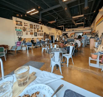 Lots of seating inside Dynamo Coffee Roasting