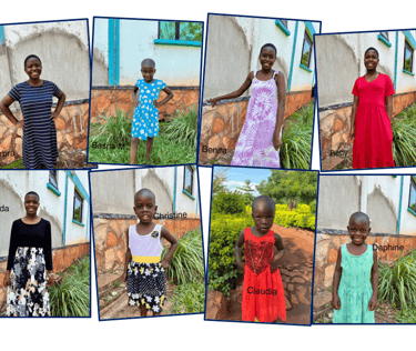 Fotocollage der Mädchen im Mirembe Cottage of Street Girls
