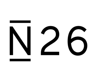 A solid black square image representing a minimalist dark background or empty space, logo of N26.