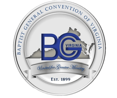 Logo of the Baptist General Convention of Virginia featuring the letters “BG” over a silhouette of V