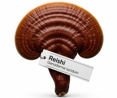 a mushroom with a label on it
