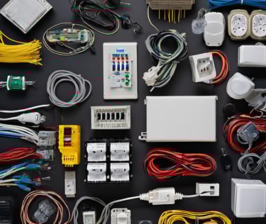 a bunch of electrical wiring and wiring on a table