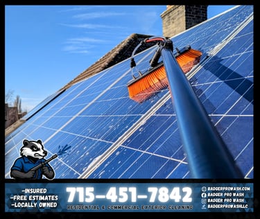 Professional Solar Panel Cleaning Completed Safely and Properly by Badger Pro Wash