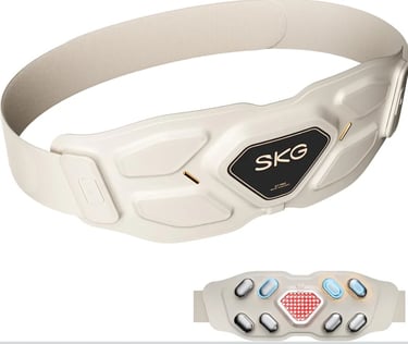 SKG lower back massager with heat and vibration therapy for lumbar relief.