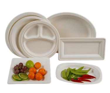 bunch of bagasse plates 