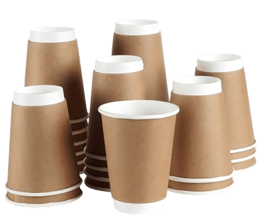 a group of disposable paper coffee cups 