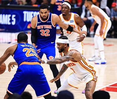 Hawks vs. Knicks during Round One Game Four on April 25, 2026 at State Farm Arena in Atlanta, GA