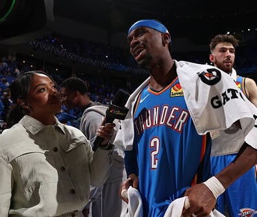  Shai Gilgeous-Alexander following the Thunder victory in game 1 against the Lakers (May 5, 2026)