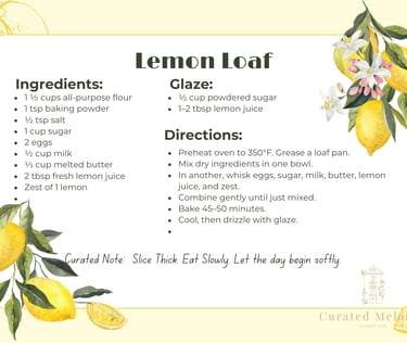 Lemon Loaf Recipe Card