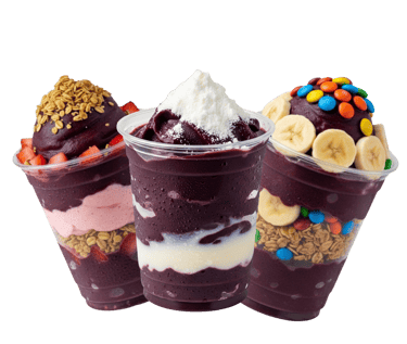 Copos feitos com o Açaí Mais Brasil