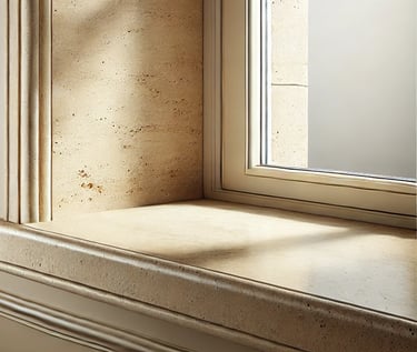 Parapet z trawertynu Bianco, jasny klasyczny kamień naturalny