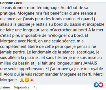 Positive testimonial for Morgane and Nerti method about overcoming fear of water and swimming pools.