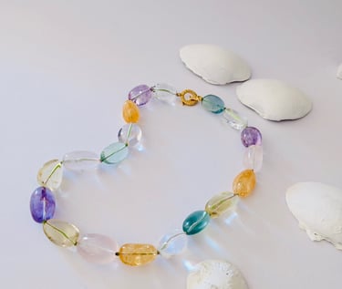 gioielli Particolari collana Pitre dure ametista quarzo citrino quarzi colorati Bon Bon