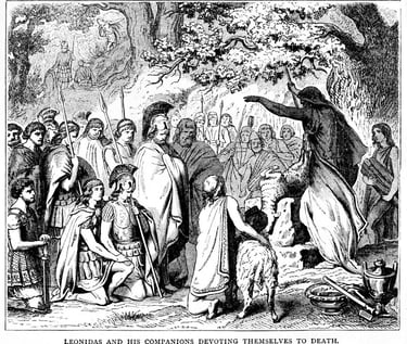 Leonidas and his companions devoting themselves to death. Βattle of Thermopylae