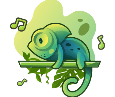 chameleon listening to music