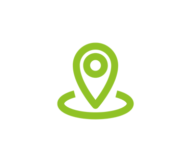 a green location icon symbolising - learn anywhere
