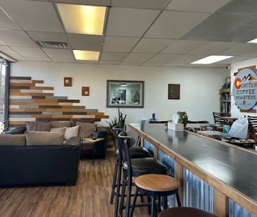 Bar seating inside Corter Coffee Roasters
