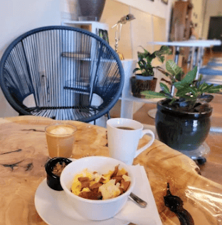 Breakfast and drinks served inside Dynamo Coffee Roasting