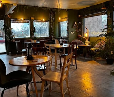 Inside seating at Misty Mountain Collective