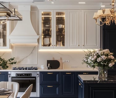 Minimal modern kitchen for villas and upscale apartments.