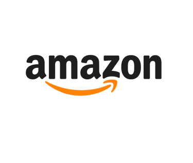 Amazon logo with grey lowercase text and orange smile arrow on black background.