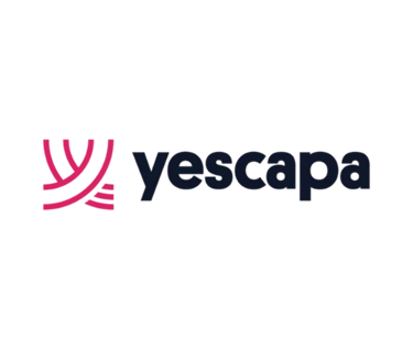 Yescapa brand logo featuring a pink abstract linear icon on a dark background for campervan rentals.
