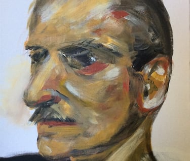 Acrylic on canvas portrait 2016, 30cm x 30cm, Awarded Special Recognition by LightSpaceTime