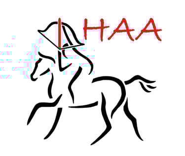 logo of horsearchery alliance. a horse drawn in a line with a rider with a bow and arrow