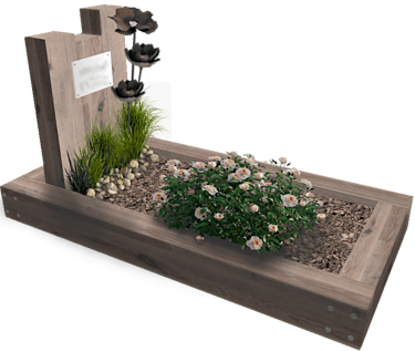 Sépulture paysagère bois métal et végétale