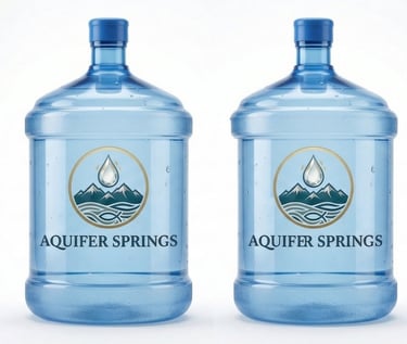 Two 18.9 liter spring water jugs representing bulk prepaid pack delivery in the Okanagan