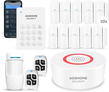 AGSHOM , Kit Alarma casa 15 Pack con App, Compatible con Alexa 