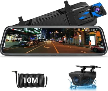 Jansite 10" Mirror Dash CCM Cámara Frontal de Coche Pantalla Táctil retrovisor