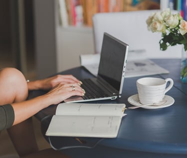 work on desk with a computer