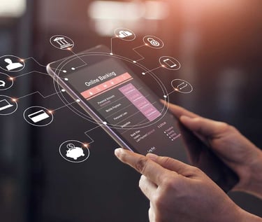 imagem mostra um celular com a tela aberta em um aplicativo de banco digital . 