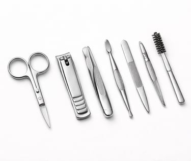 Compact travel beauty kit with essential grooming tools, export-ready set