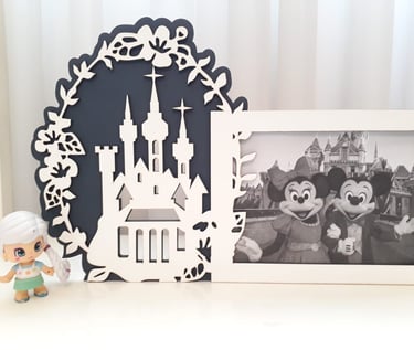 portarretrato castillo Disney en madera calado con laser